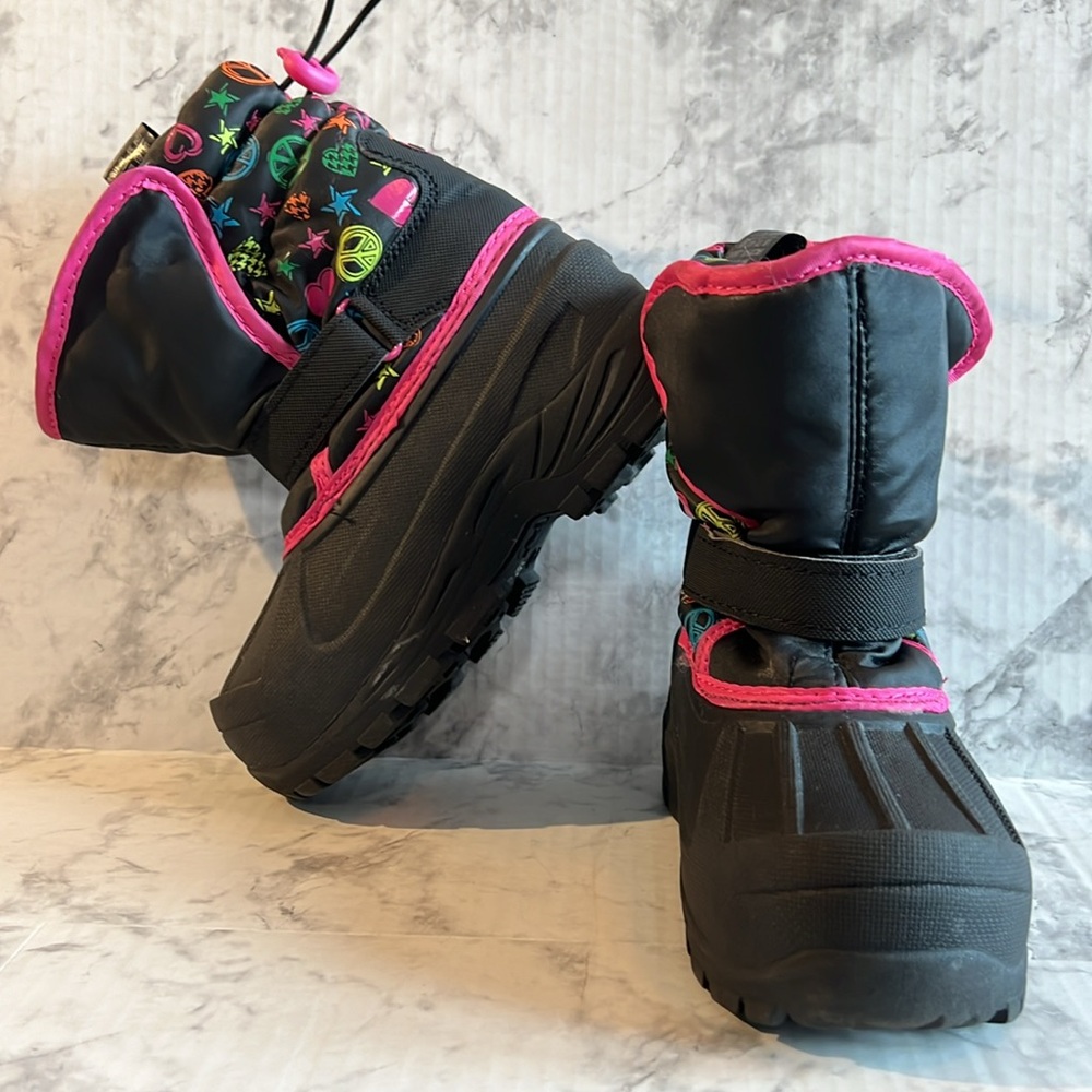 Girls ‎ Athletech Winter Snow Boots Size 12 Slip On Velcro Fleece Lined